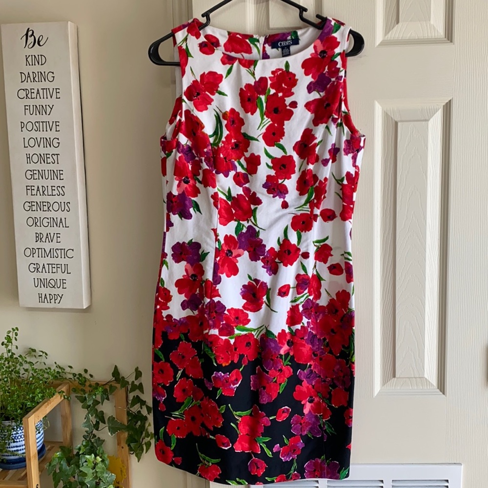 Chaps sleeveless cotton flower-pattern dress